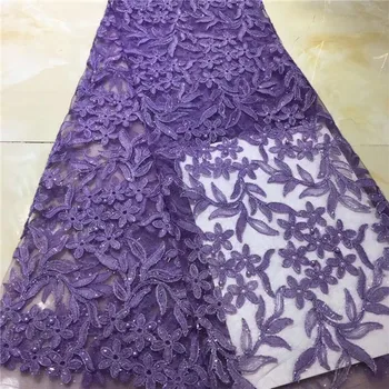 

Purple Beaded Lace Fabric Tulle Lace Fabric For Sewing Accessories African Lace Fabric 2019 High Quality Lace Ribbon