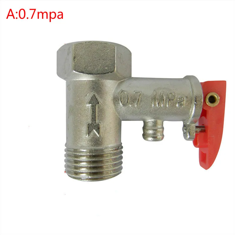 Safety Valve Water Heater Pressure Relief Check Brass Nickel Plated Pressure Valve 0.9MPa G1//2in