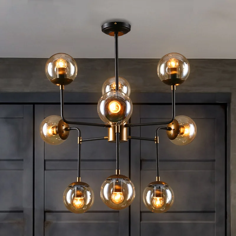 American country loft RH Branches golden iron glass modo pendent lamp for dining room bar villa 90-265v A159 | Лампы и освещение