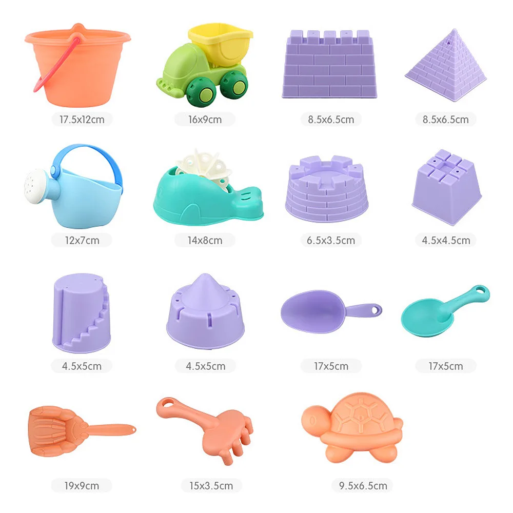 5/12/14pcs Summer Children'S Soft Rubber Beach Toy Car Play Sand Tool Shovel Child Sand Castle Diy Children'S Beach Bucket