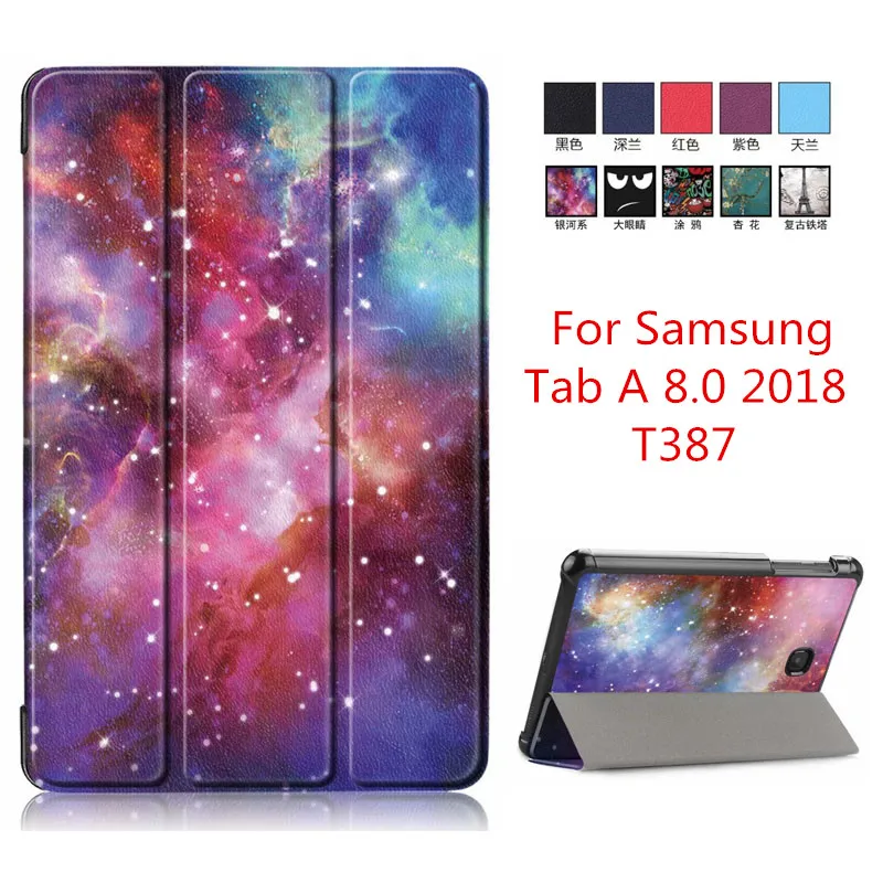 For Samsung Galaxy Tab A 8 0 2018 T387 Magnet PU Leather Smart Stand Case font