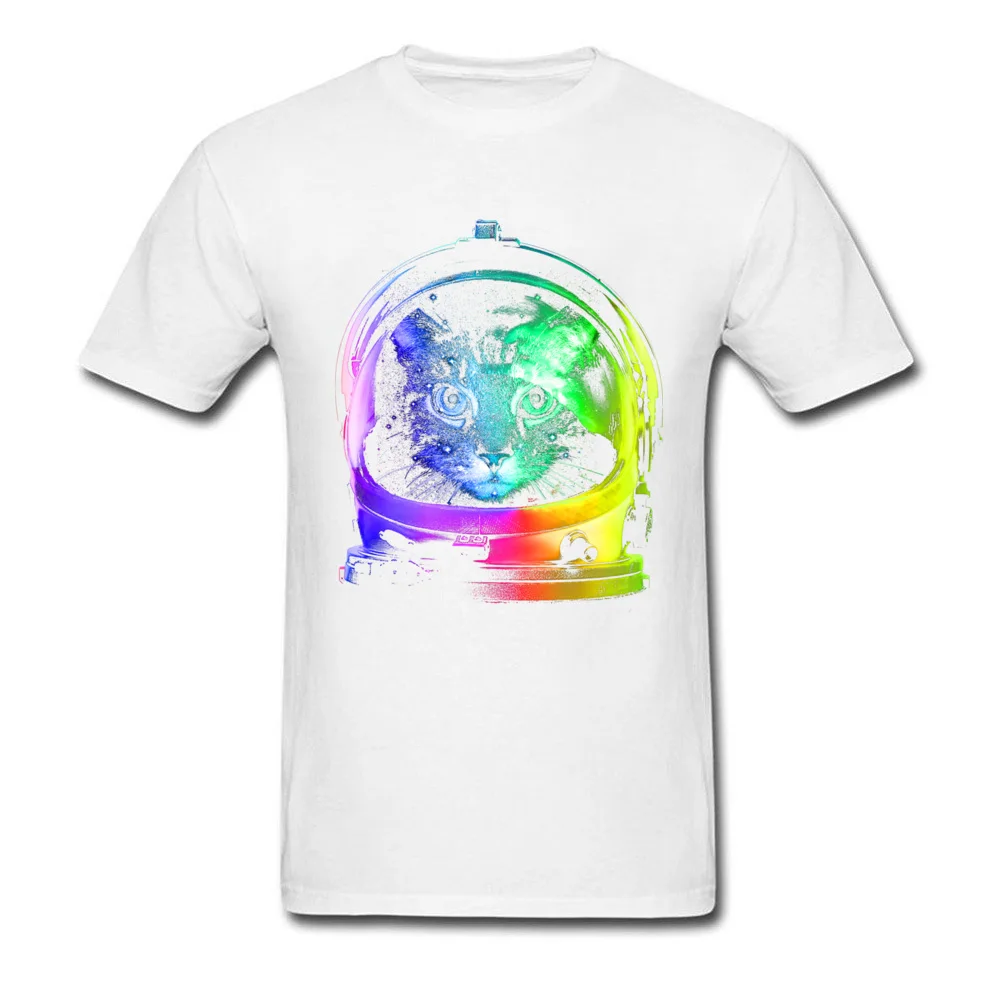 3D Printed Astronaut Cat Tops Tees for Men Funny Summer Round Neck Cotton Short Sleeve T Shirt Crazy Sweatshirts Astronaut Cat white