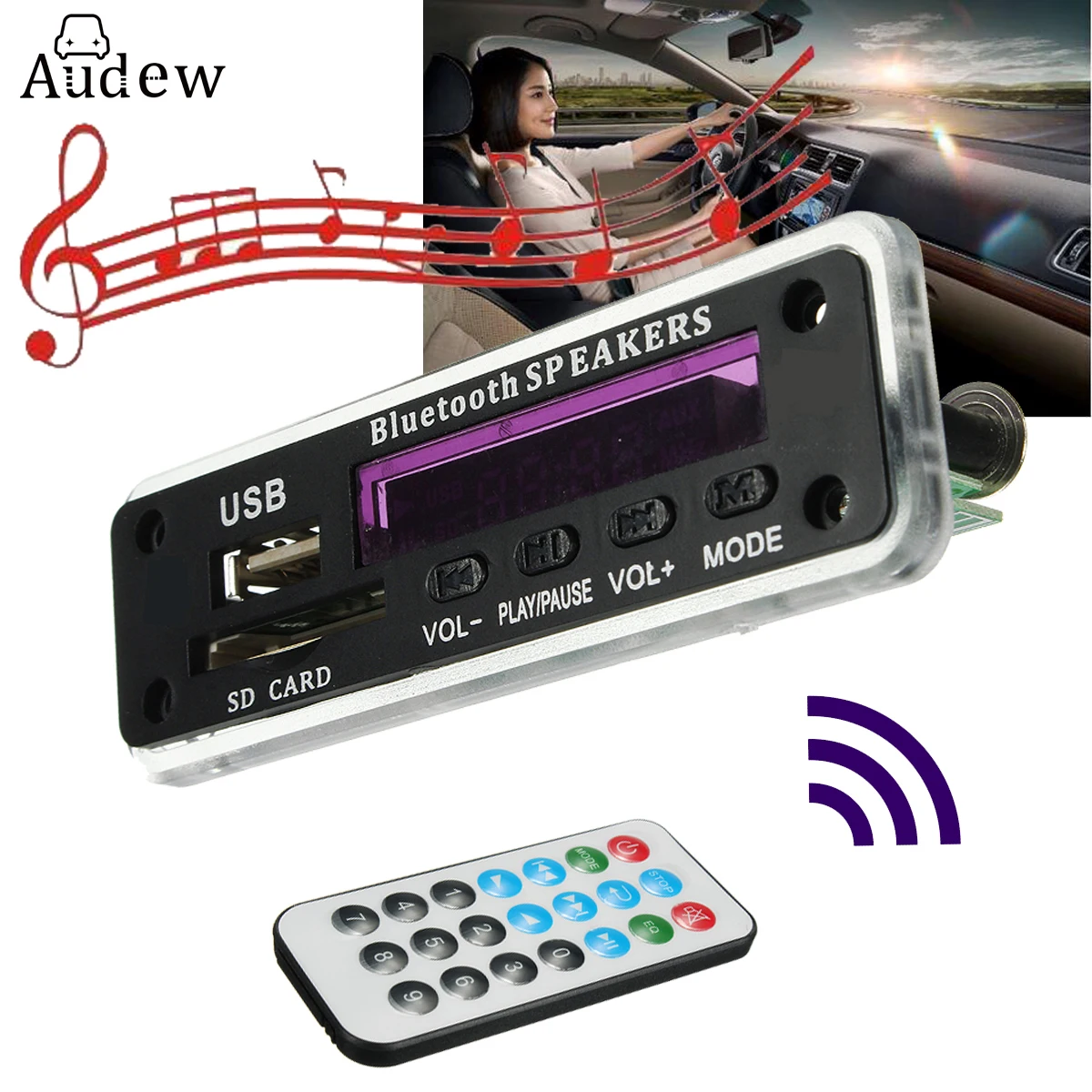 

LEORY bluetooth MP3 Decoder Board Audio Module Wireless 12V MP3 WMA DAC Decoding Board With Remote USB SD Card FM Radio For Car