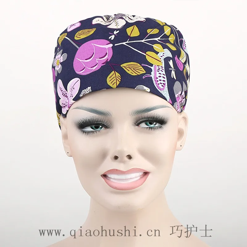 

Hospital Blue Medical Cap Doctor Man Woman Surgical Cap Adjustable Long Hair Shaggy Nurse Scrub Hat-