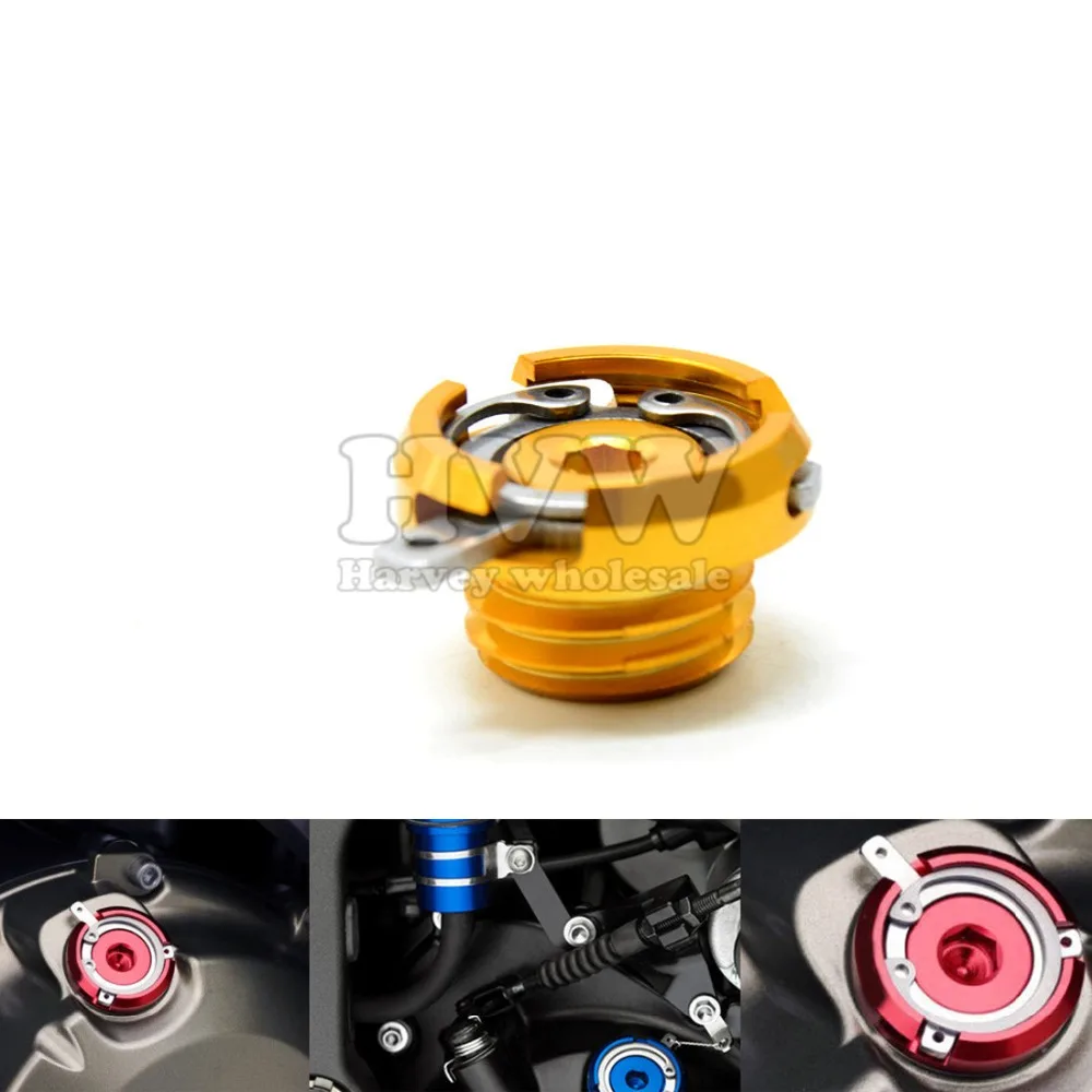Złoty m20 * 2.5 motocykl moto cnc paliwa zbiornik paliwa gazowe cap oleju zbiorniki zbiornik gazu cap dla honda cb650f cb1000rr kawasaki er6n/f 06-14