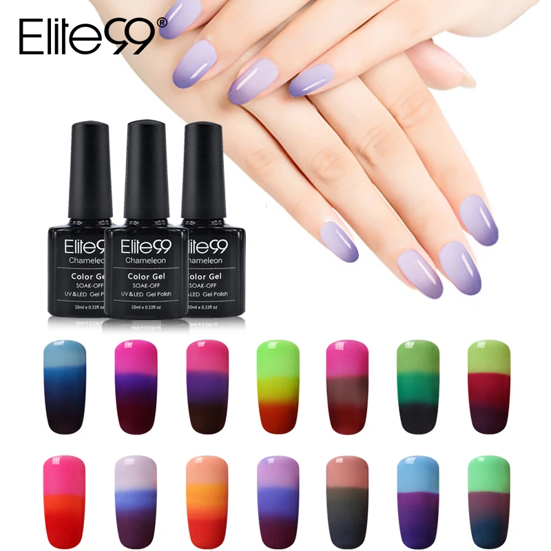  Elite99 10ml Temperature Color Change Nail Gel Varnish Soak Off Changing Color Nail Polish Thermal 