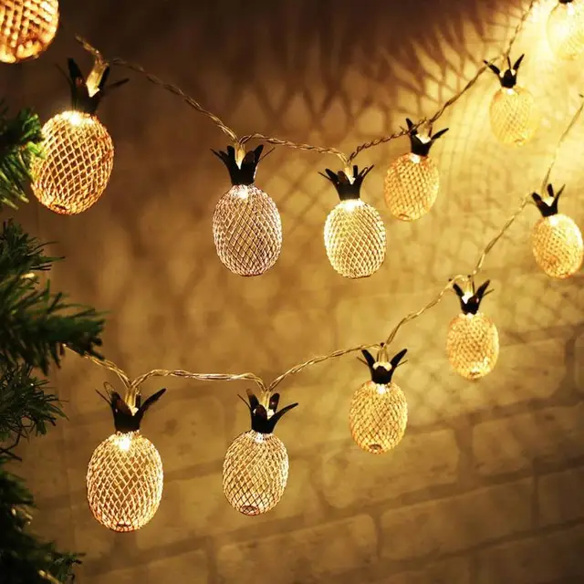 LED Pineapple Shaped Night Lights Fairy String Light Curtain Fruit Lamp Party Bedroom Home Decoration