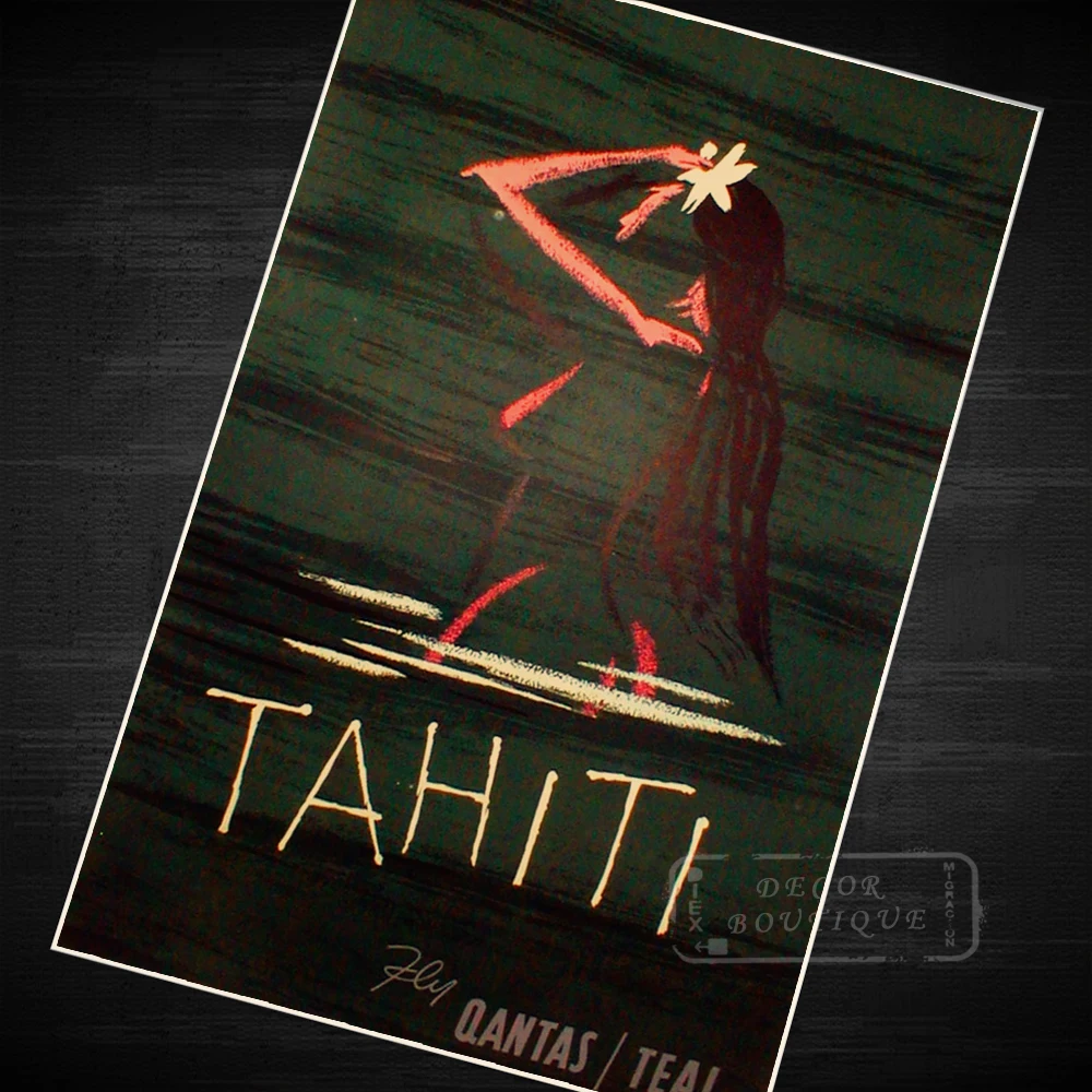 

Travel Vintage Tahiti Air New Zealand NZ Vintage Retro Canvas Painting Frame Poster DIY Wall Home Posters Home Decor Gift