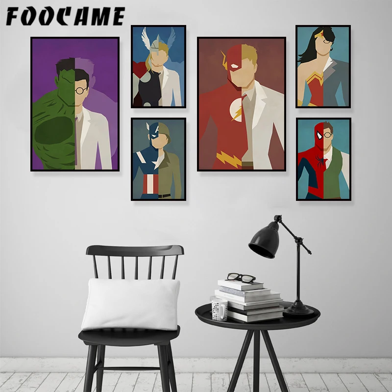 

Superhero Comic Heroes Spider-Man Batman Iron Man Superman Art Canvas Poster Modern Minimalist Home Decor Painting Free Shipping