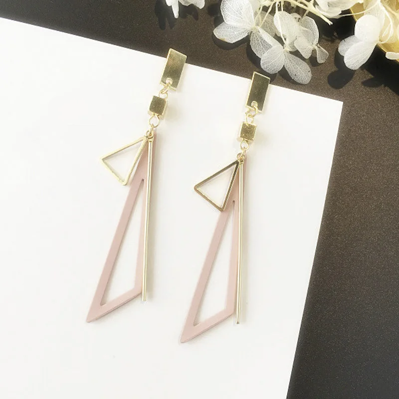 2018 Spring Korean Metal Triangle Fashion Simple Jewelry Geometric Earrings Drop For Women Brincos | Украшения и аксессуары