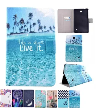 

Fashion Flower Series Card Slot PU Leather Stand Holder Cover Case For Samsung Galaxy Tab4 Tab 4 8.0 T330 T331 T335 Case Cover