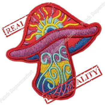 

Mushroom Tatoo boho hippie PATCH retro 70's love peace trance flower love hippy weed trance applique Iron On badge chest biker