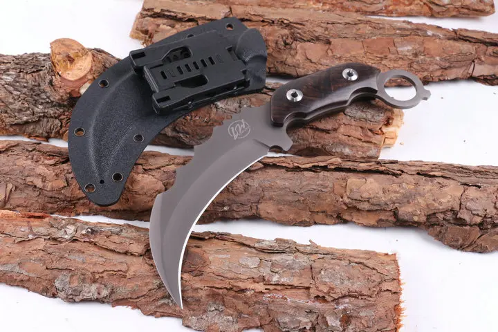 

L.W Karambit Tactical Hunting Knives,440C Blade Ebony Handle Camping Knife,Survival Knife.
