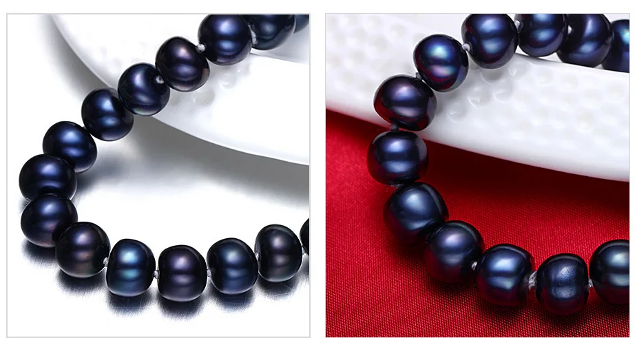 Women Natural Freshwater Pearls Jewelry Necklace,925 Sterling Silver Necklace,9-10mm Black Beads Jewelry,Life Tree Buckle 2021