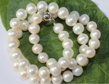 

new gorgeous 9-10mm south sea round white pearl necklace 18inch earring set