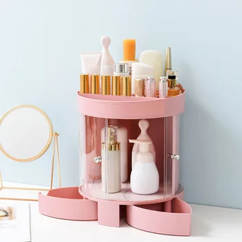 

New 360-Degree Rotating Makeup Organizer Box Brush Holder Jewelry Organizer Case Jewelry Makeup Cosmetic Storage Box