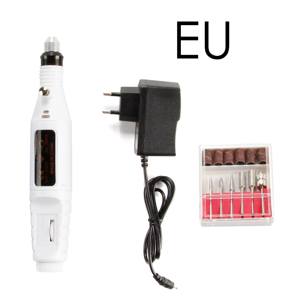 Электрические Типсы для маникюра, сверла для ногтей, фрезы для дизайна ногтей, фрезы для ногтей, пилочка для ногтей, инструменты для педикюра, аппарат для маникюра - Цвет: White EU