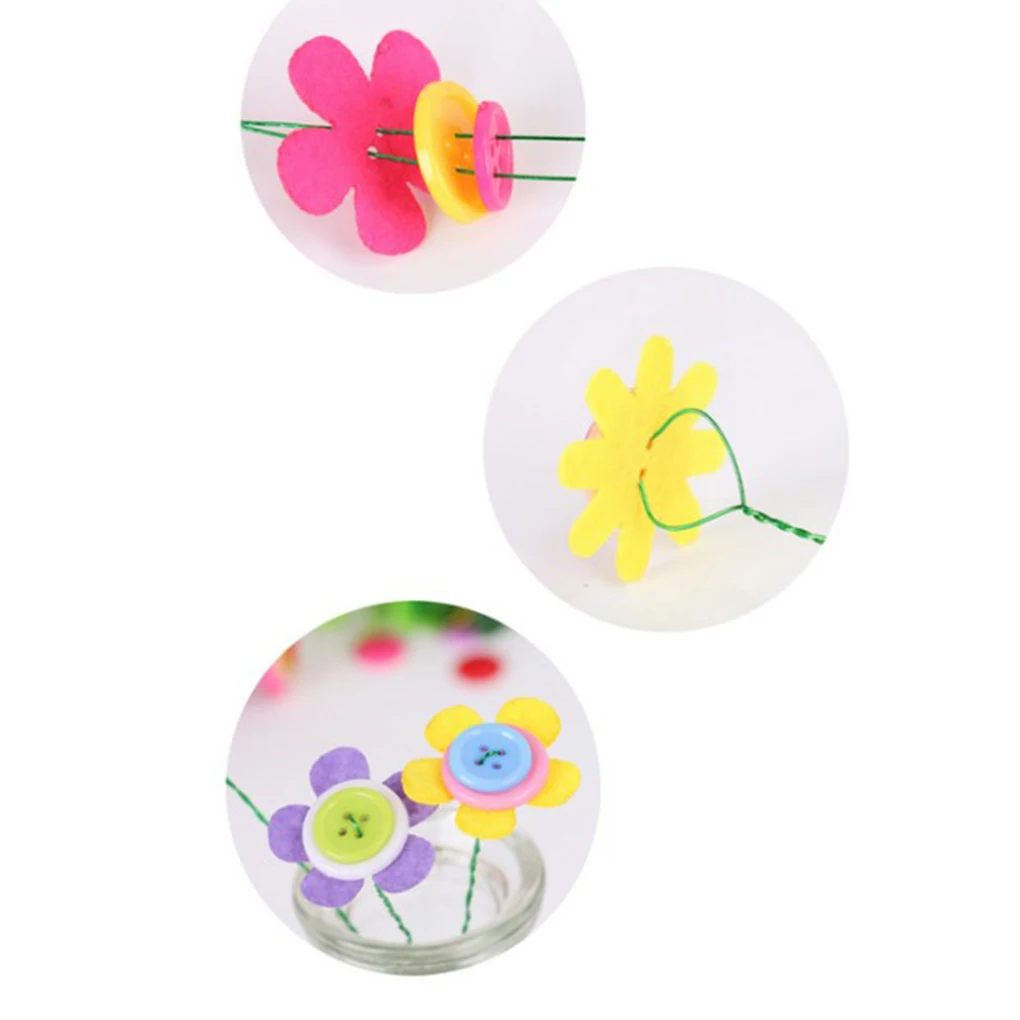  DIY Non-woven Button Artificial Flower Pot Children Handicraft Toys Kids Early Childhood Educationa - 32974180664