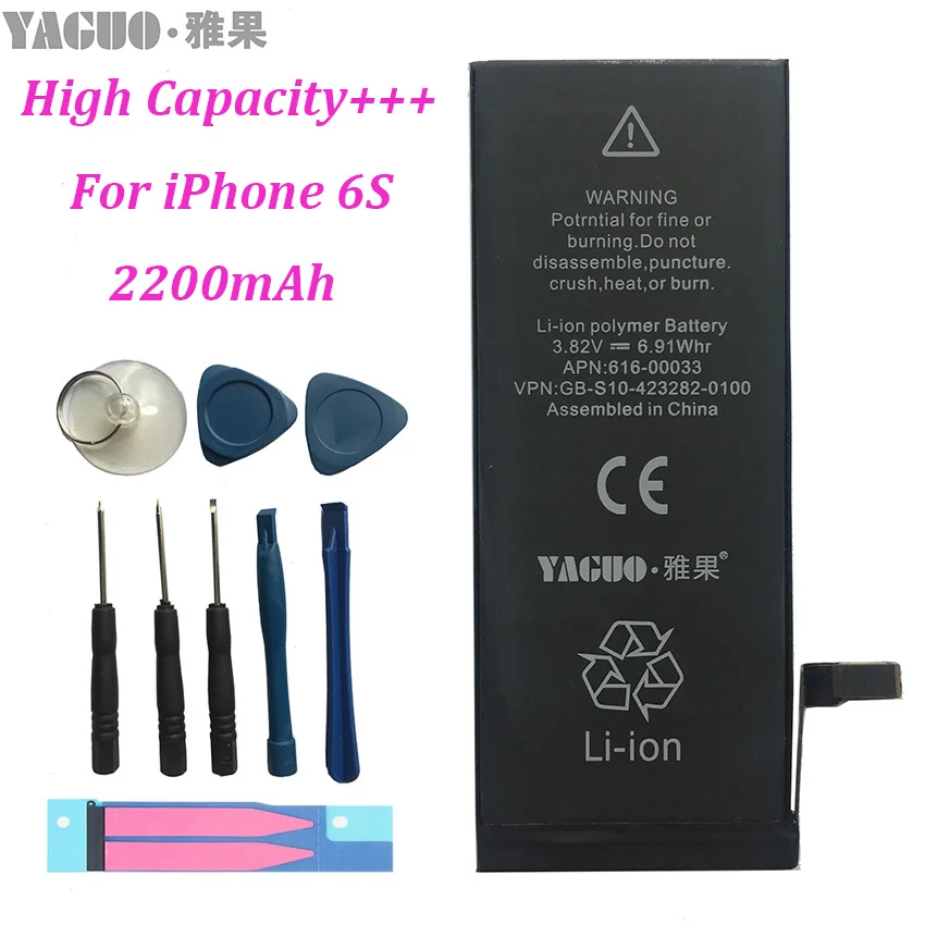 

100% Original Mobile Phone Battery For Apple iPhone 6S 6GS iPhone6S High Real Capacity 2200mAh with Repair Tools Kit and Sticker
