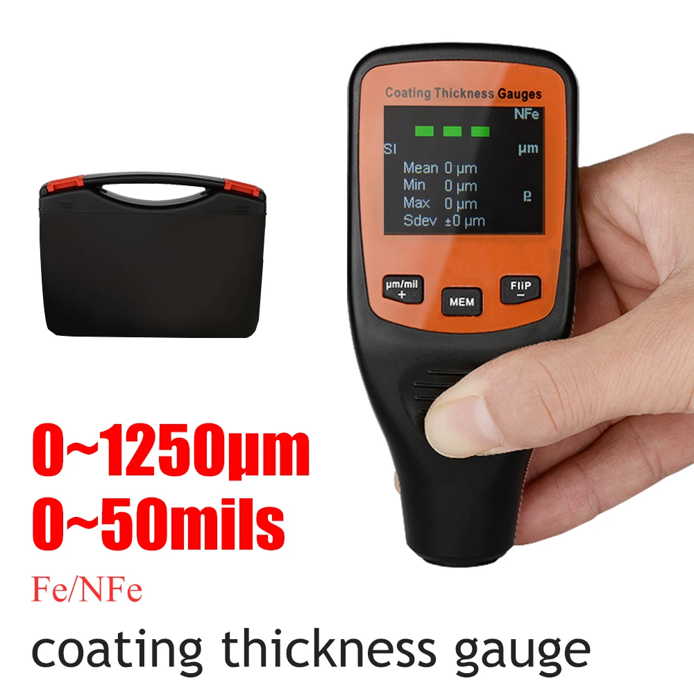 Толщиномер для покрытия автомобиля, прибор для измерения ширины краски, измерительный прибор 0-1250um Fe и NFe, тестер толщины зонда