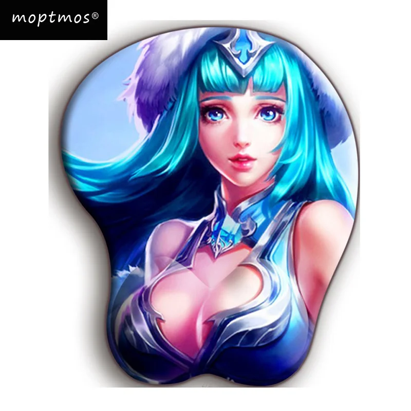 

Sexy Chest Soft Hip 3D Silicon Mouse Pad Gaming Mousepad With Wrist Support Anime Mouse Mat Wang Zhaojun