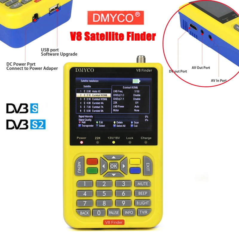

DMYCO Star finder 3.5 inch LCD digital satfinder DVB-S2 sathero MPEG-2 MPEG-4 Frsat Receptor satellite Decoder Finder for russia