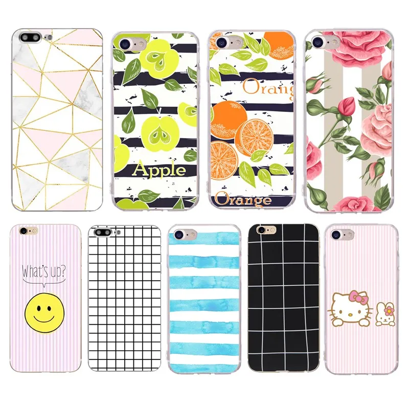 Grid Case For iPhone 5S SE Silicone Cute Cartoon Soft TPU Silicon Back Cover Coque Cases 6S 6 7 8 Plus 5 X XS |