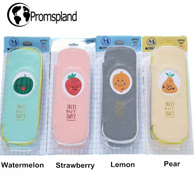 

4 Styles Fruits Pencil Case Watermelon/Lemon/Pear/Strawberry Pen bags Kawaii Stationery For Students School Supplies 19cm
