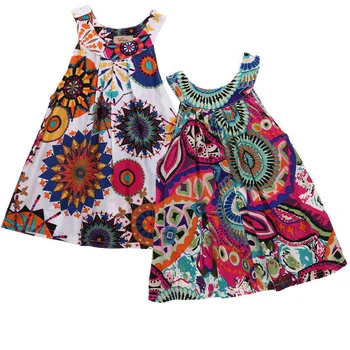 

Emmababy Summer Dress Newborn Kid Baby Girl Sleeveless Muti-Color Floral Mini Dress Party A-Line Bohemian Beach Holiday Sundress