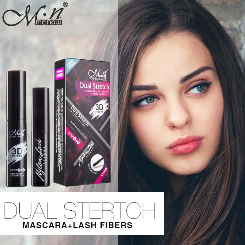 

MENOW 2pcs/set 3D black Waterproof Mascara Plus Grafting Fiber Mascara Companion Eyelash Set