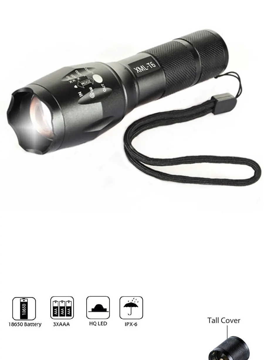 High Quality LED Flashlight XML T6 Linterna Torch 1600LM Waterproof Outdoor Camping Powerful Led Flashlights 5 Modes Dimmable (3)