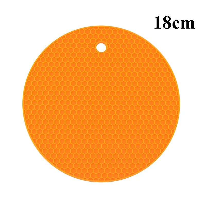 18cm Orange Кухня гаджеты 18/14 см силиконовые коврики термостойкие циновка чашки подставки круглый нескользящий стол кухонная салфетка-подставка аксессуары - Цвет: 18cm Orange