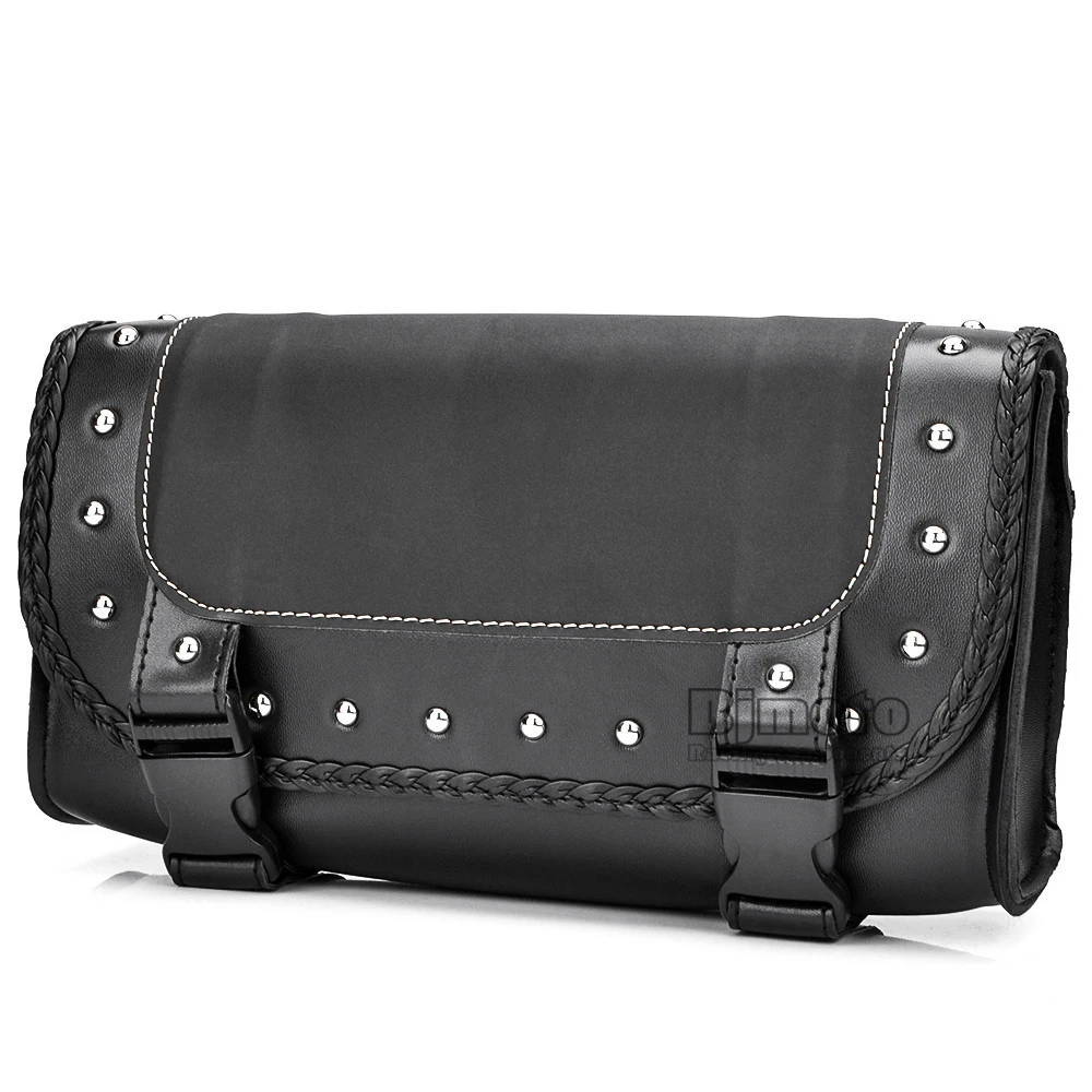 Black Motorcycle Saddlebag Bag PU Leather Luggage Saddle Bags For Harley Sportster Pannier Side Saddle Bag (6)