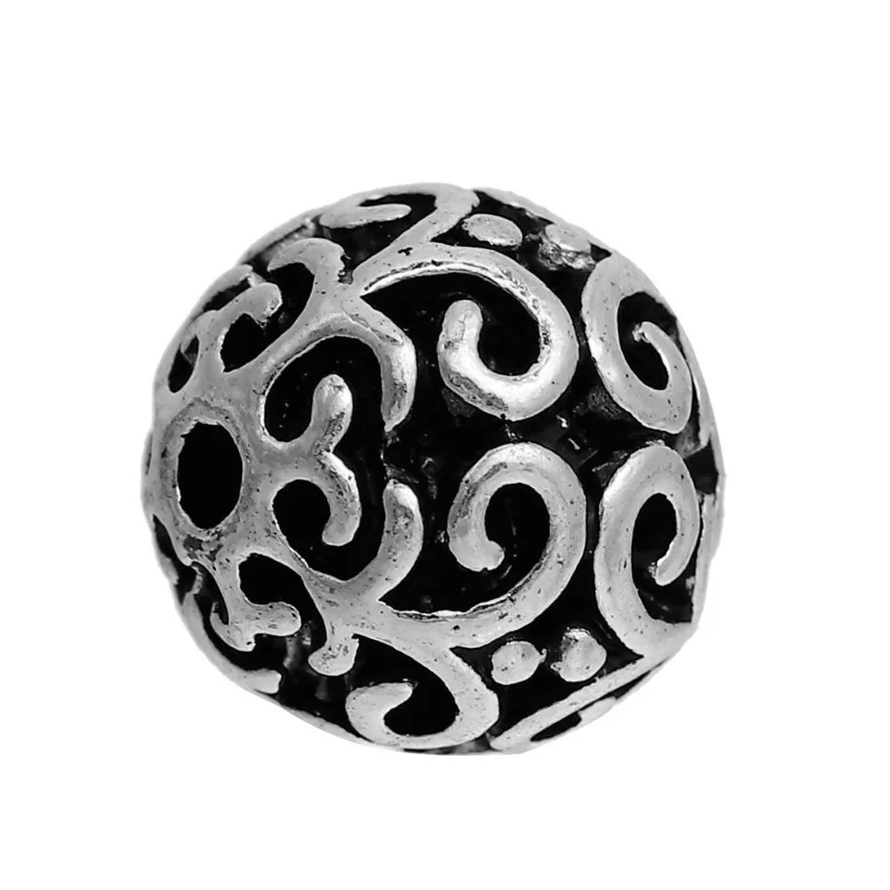

DoreenBeads Zinc Based Alloy Antique Silver DIY Spacer Beads Round Filigree About 10mm( 3/8") Dia, Hole: Approx 1.9mm, 10 PCs