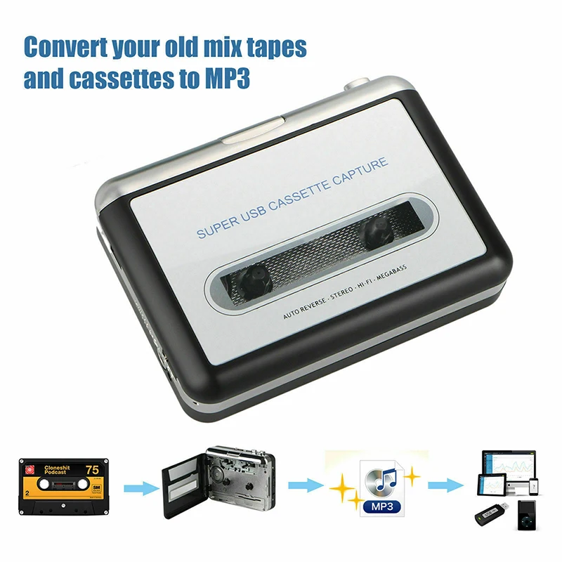 USB2.0 портативная лента для ПК супер Кассета для MP3 аудио Музыка CD цифровой плеер конвертер записывающее устройство+ наушники