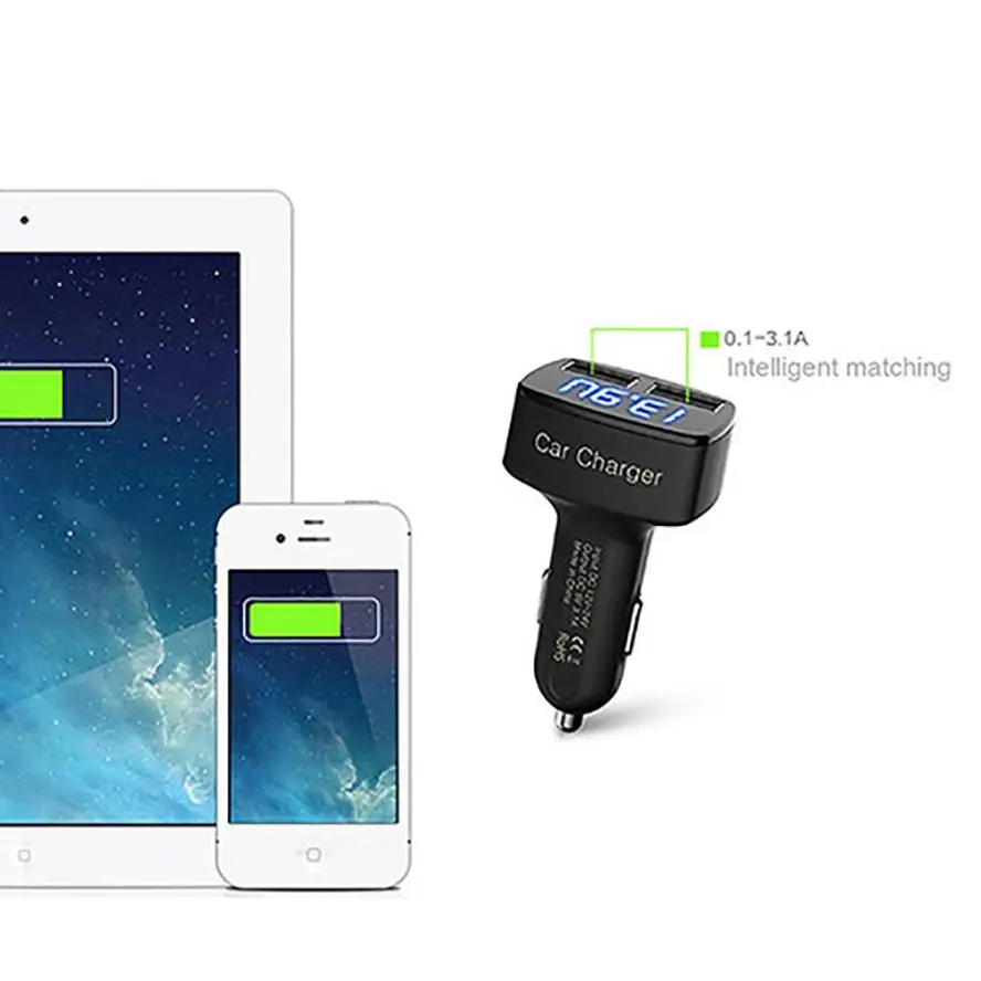 Дешевые автомобилей для укладки Интимные аксессуары черный 4 в 1 Dual USB Автомобильное Зарядное устройство адаптер Напряжение DC 5 В 3.1a тестер для смартфонов