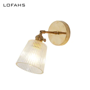

Traditional Vintage Glass Wall Lamp Beside Bed room Bathroom corridor Light Wall Sconces Copper Home Lighting Luminaire WJ003