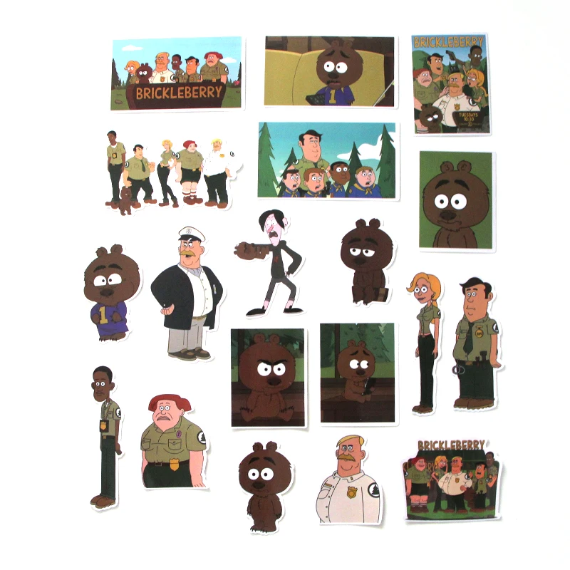 19 шт. Brickleberry мультфильм винтажные изделия ручной работы Скрапбукинг альбом багаж ноутбук мотоцикл трафарет Водонепроницаемая наклейка E0044