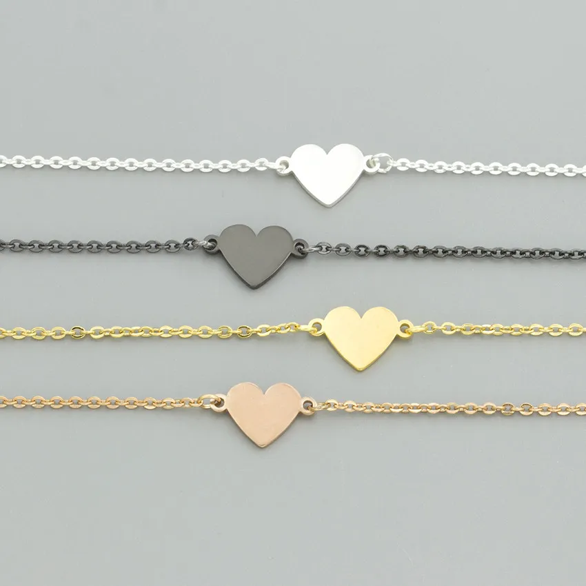 Простые браслеты с сердечками для женщин романтические Драгоценности розовое золото аксессуары из нержавеющей стали браслет-цепочка Pulseras Mujer Femme bff