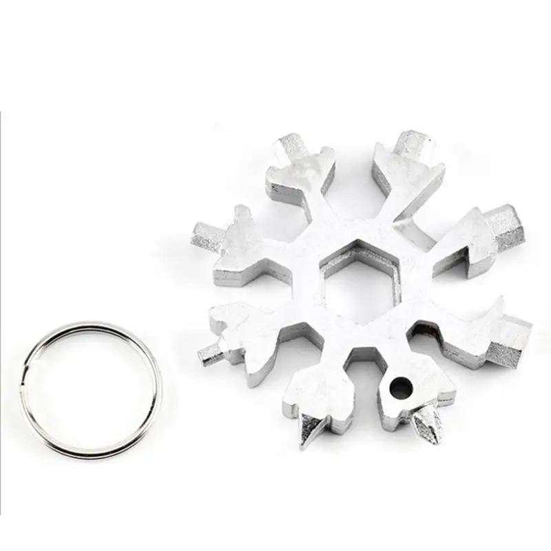 18 in 1 Multi tool Card Snowflake Shape Outdoor Keychain Tools