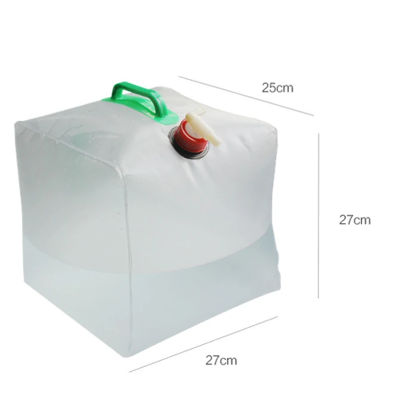 20L Large Foldable Square Water Bag Camping Gear PVC Outdoor Picnic Collapsible Drinking Water Bag Car Container Water Carrier