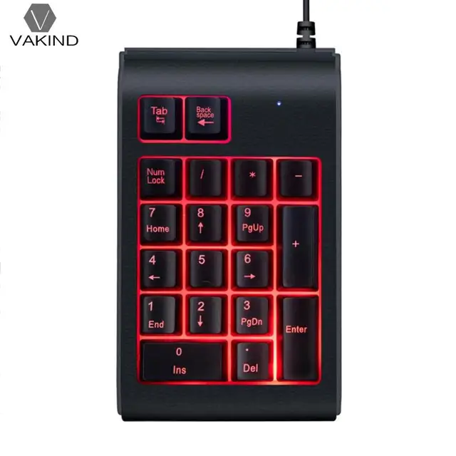 VAKIND Mechanical Numeric Keypad Wired 19 Keys Mini Numpad LED Backlight Keyboard for Laptop Notebook Computer  VAKIND Mechanical Numeric Keypad Wired 19 Keys Mini Numpad LED Backlight Keyboard for Laptop Notebook Computer