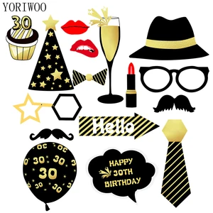 YORIWOO 18th 30th 40th Happy Birthday Photo Booth Props Photobooth Props 30 Years Birthday Party Decorations