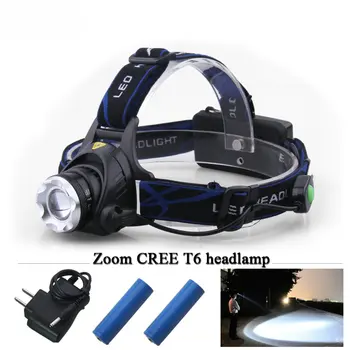 

3000 lumens linterna frontal led headlight CREE XML T6 head lamp headlamp 2 x 18650 Battery Charger Portable Lighting hoofdlamp