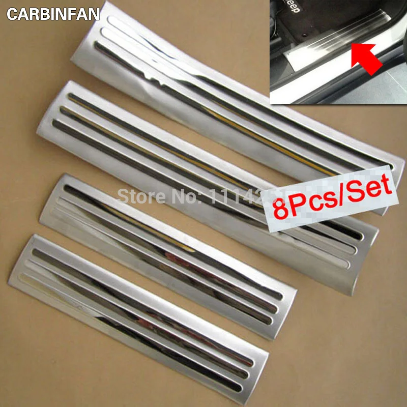 

Free Shipping Stainless Steel Interior Door Sill Guards Plate Cover Trim Sticker 4Pcs/Set For Jeep Cherokee 2014