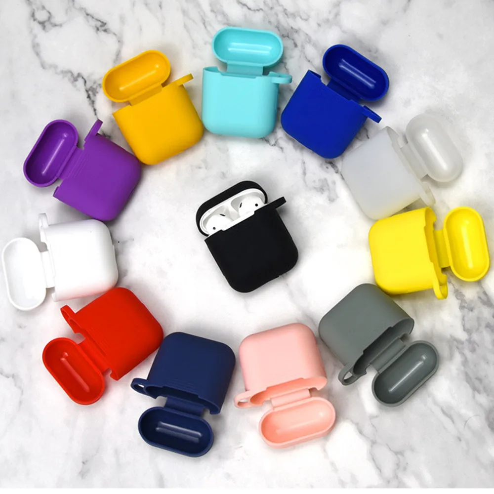 Color Earphone Silicone Portable Storage Case Cover Waterproof Wireless With Anti-lost Keychain Glitter Case For Airpods Apple