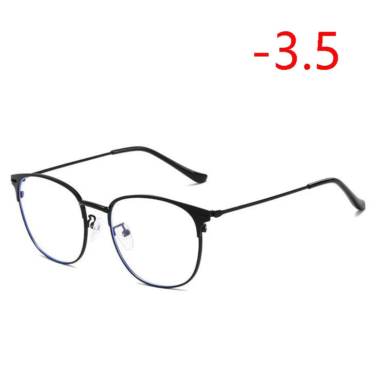 Классические металлические круглые оправы близорукие очки для мужчин и женщин 1,56 асферические линзы очки по рецепту-0,5-1,0 до-4,0 - Цвет оправы: Myopia 350