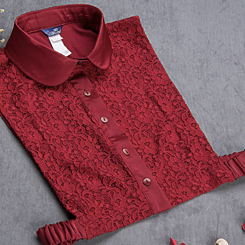 새로운 패션 셔츠 이쁜 더블 레이스 사랑 과장 가짜 칼라 셔츠 스웨터 고품질 셔츠 분리 턴 다운 칼라