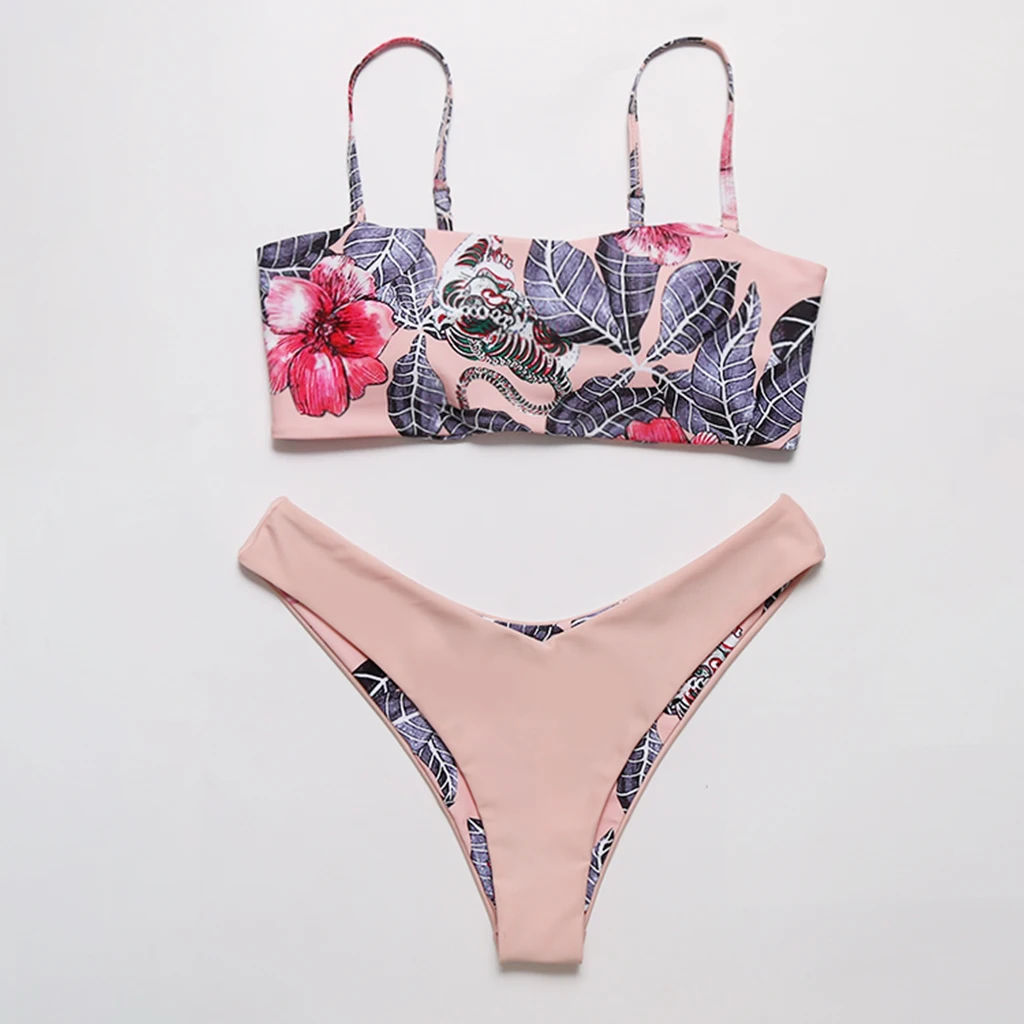 

Womens Floral Tiger Bikini Set Bra Top Brief Swimwear Bathing Suit Two Pieces Swimsuit Women Bikini Swimsuit Bathing Suit Female