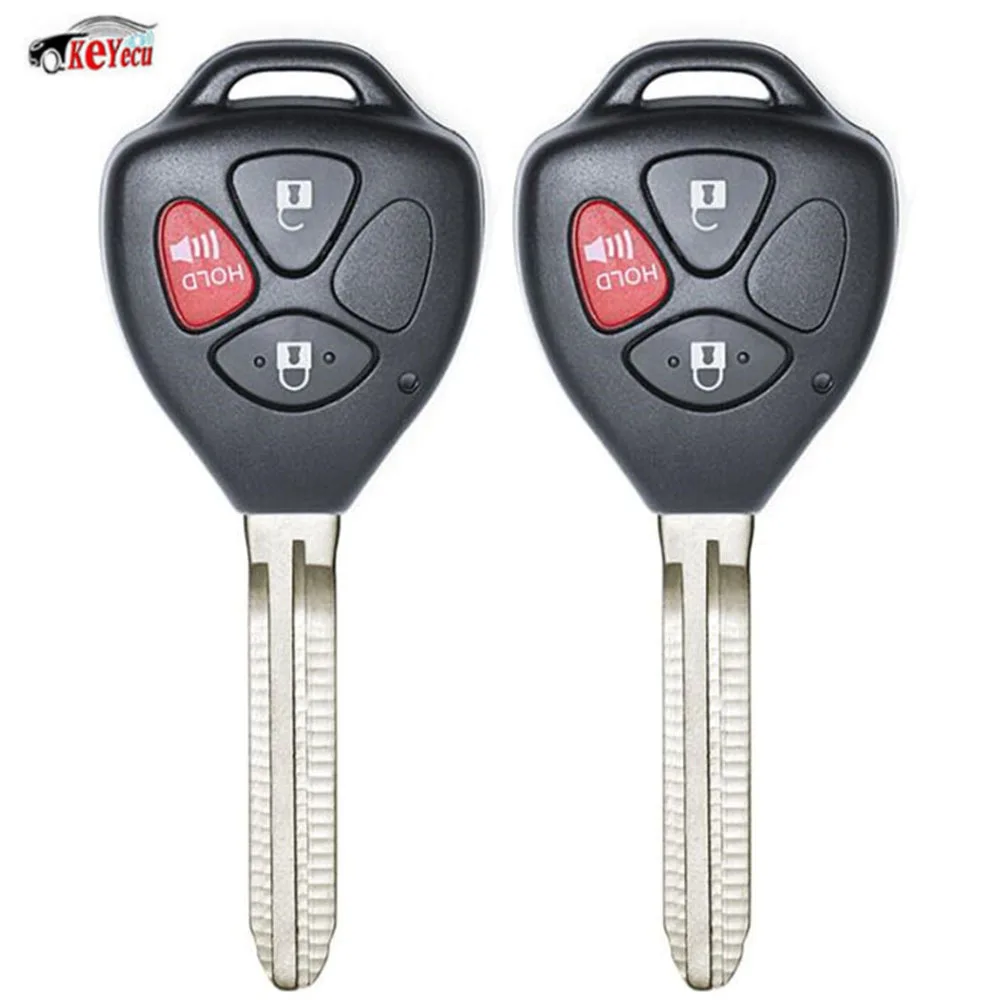 KEYECU 2 Pcs/lot New Replacement Remote Car Key Fob 3 Button 433MHz
